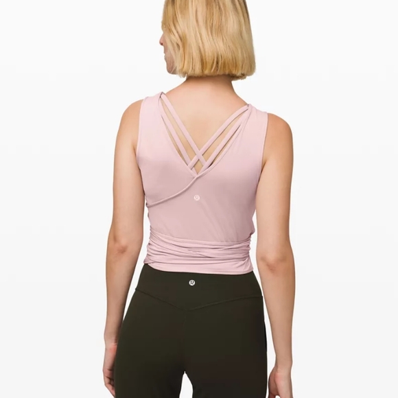 'LULULEMON' WRAP TIES 'TWIST ME UP' CROP TANK FOUR-WAY STRETCH IN DÙSTY ROSÀY - Picture 13 of 15